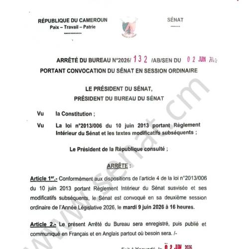 Session ordinaire de juin 2026 : le Sénat reprend ses travaux le 9 juin